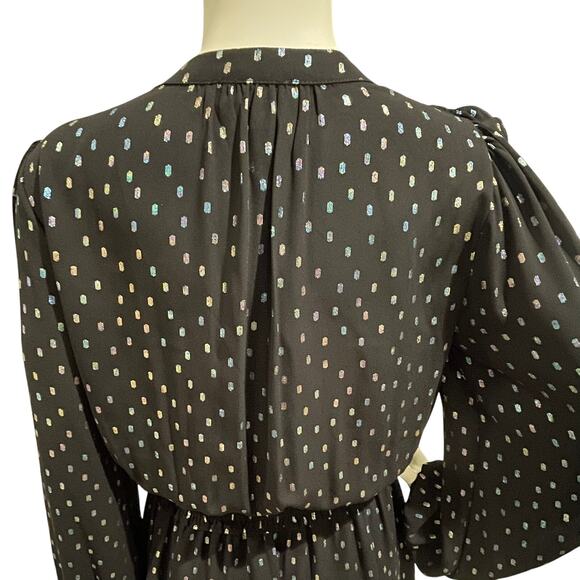 Anthropologie Current Air Black Iridescent Dot Ruffled Mini Dress Size XS - Picture 6 of 16